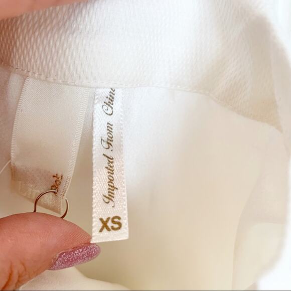 REVOLVE Line and Dot White Angled Zip Lace Pieced Skirt XS - Picture 8 of 9